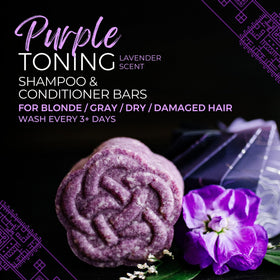 Viori purple shampoo bar texture close-up highlighting gentle pigment and conditioning