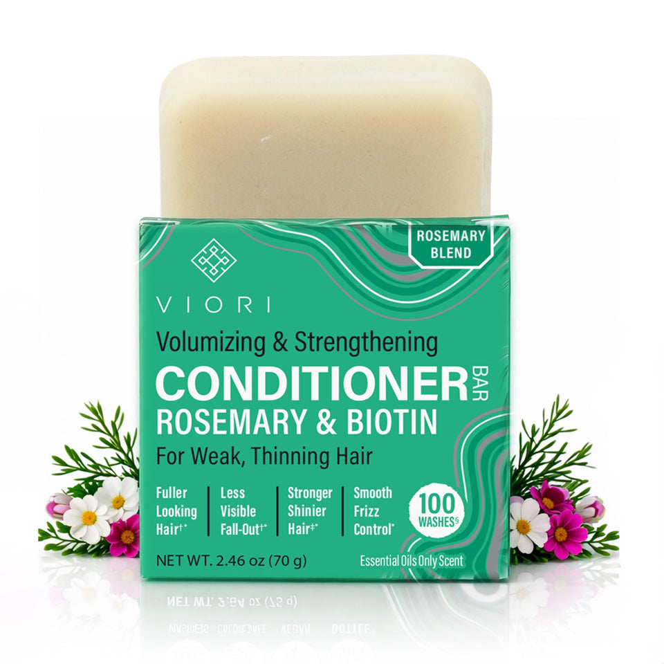 Viori front packaging showing compact conditioner bar and travel-friendly benefit