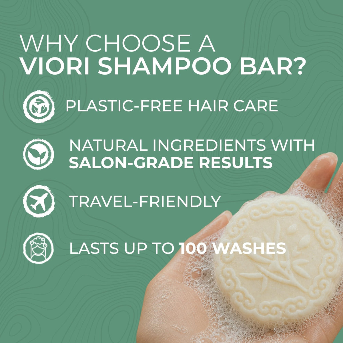 Viori shampoo bar applied to scalp demonstrating targeted strengthening