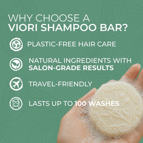 Viori shampoo bar applied to scalp demonstrating targeted strengthening