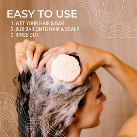 Viori shampoo bar next to coin showing compact travel-friendly size