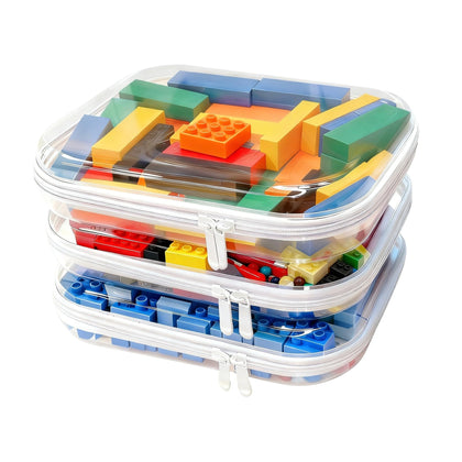 Viphope front view of three clear hard shell zipper cases showing transparent protection