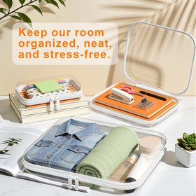 Viphope open pouch top view displaying neatly organized cosmetics and tools