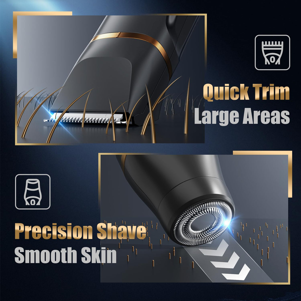 Virelle ceramic blade close-up demonstrating smooth, nick-free trimming