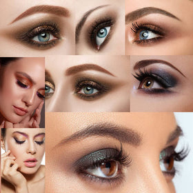 Virtegasas open palette overhead showing matte and shimmer shades for versatile looks