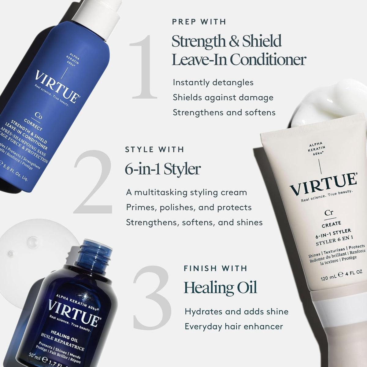 VIRTUE bottle held in hand to show 5 fl oz scale and portable convenience
