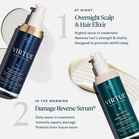 VIRTUE elixir on a nightstand illustrating nighttime routine benefit