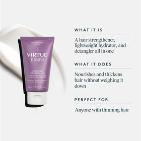 VIRTUE pump and label close-up highlighting product information