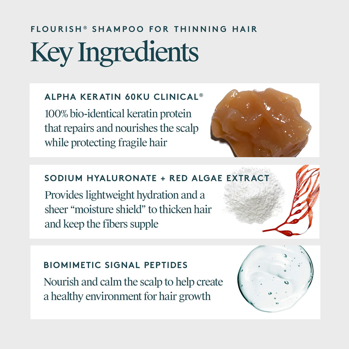 VIRTUE shampoo texture in palm demonstrating lightweight, detangling consistency benefit