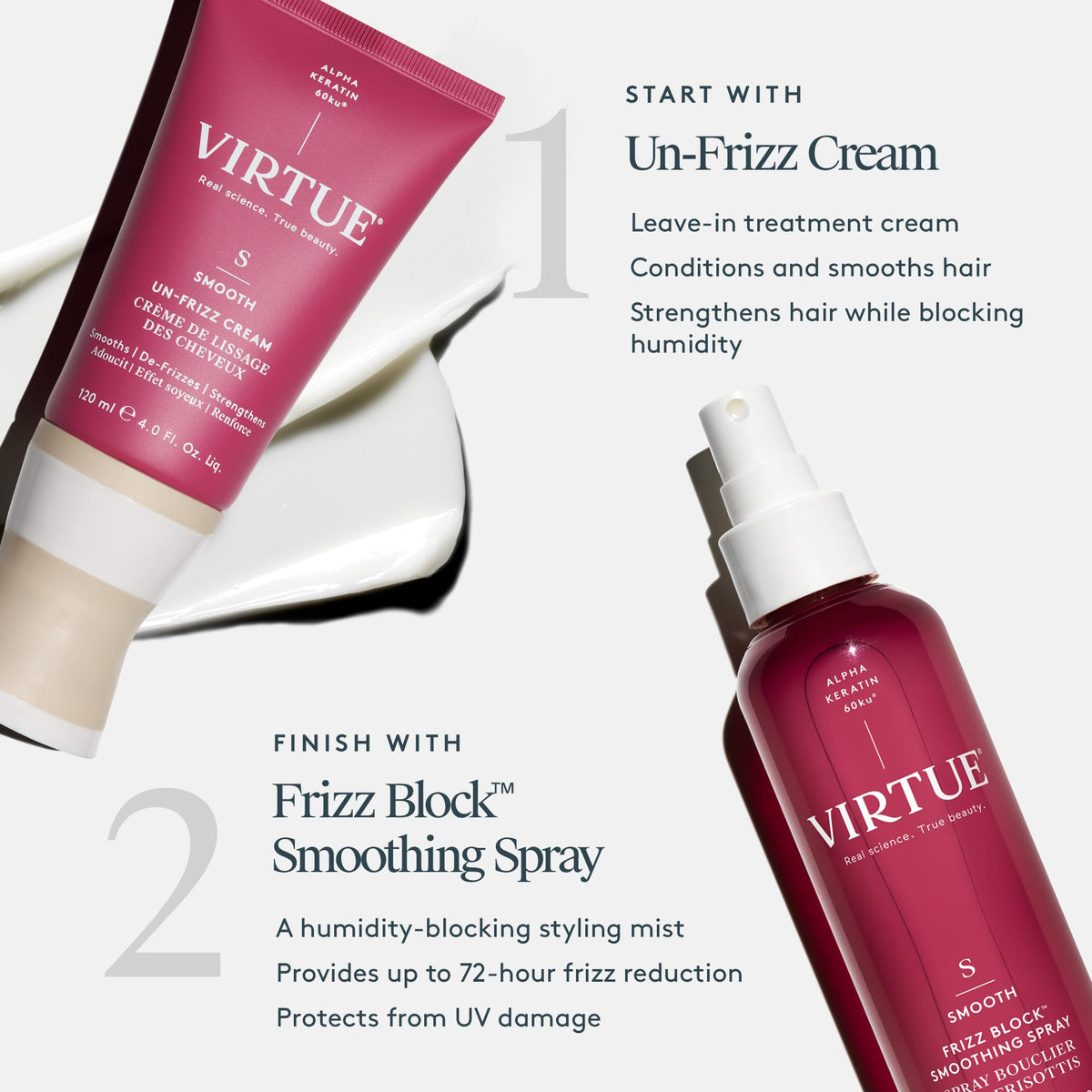 VIRTUE label showing 450°F heat protection for safer styling