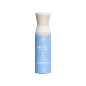 VIRTUE front bottle of leave-in spray showing packaging and size benefits