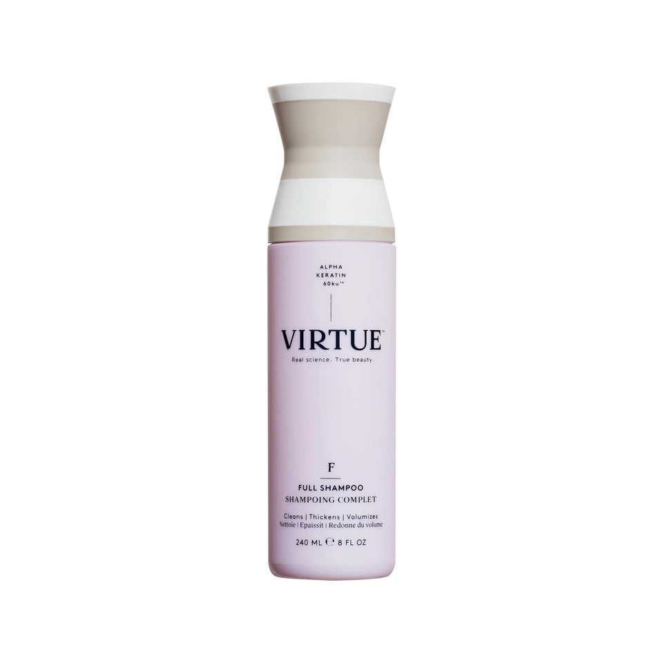VIRTUE front bottle view showing label and benefits