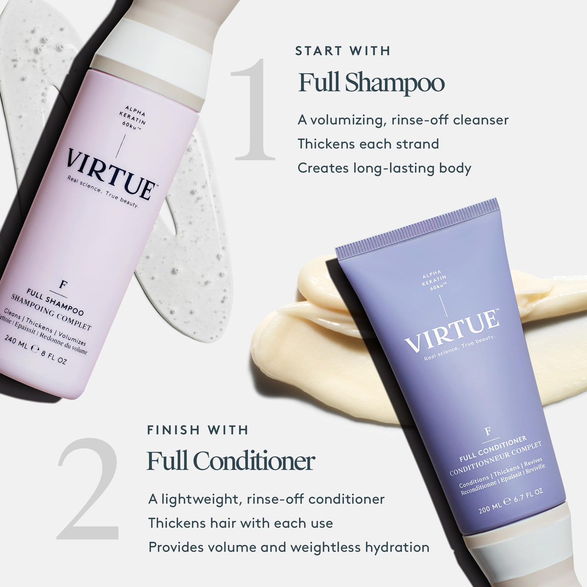 VIRTUE lather in palm demonstrating airy foam and gentle cleanse