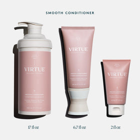 VIRTUE before and after hair showing reduced frizz and shine
