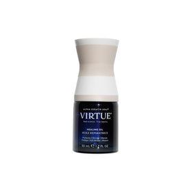 VIRTUE front bottle view showing compact packaging and clear serum benefit: easy storage