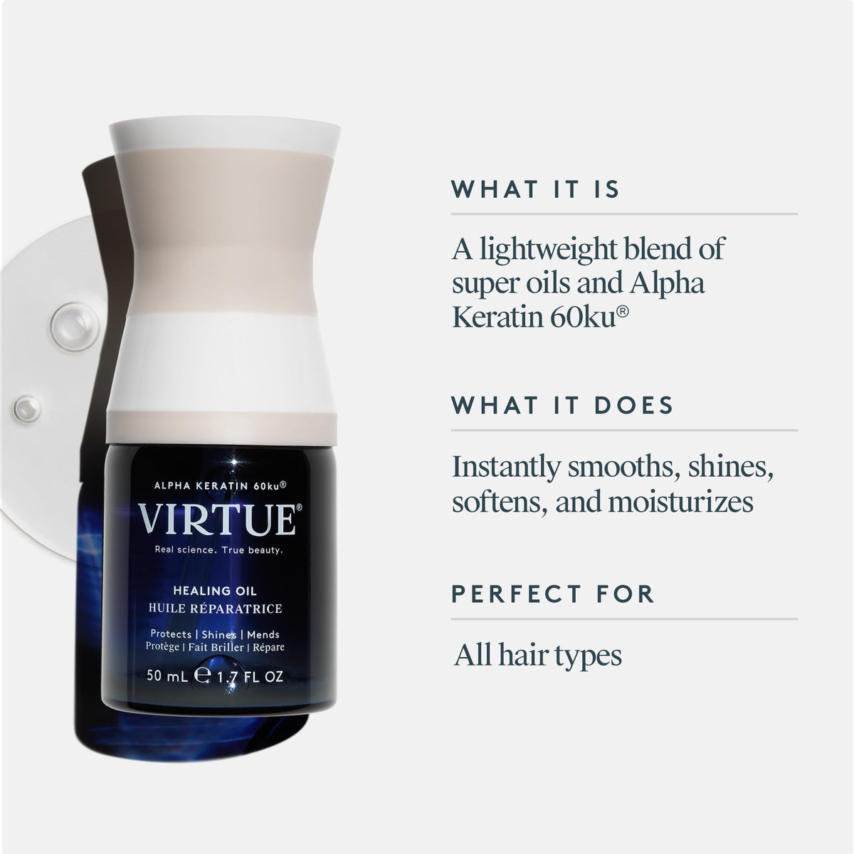 VIRTUE open cap with drop dispensing for controlled application and no mess