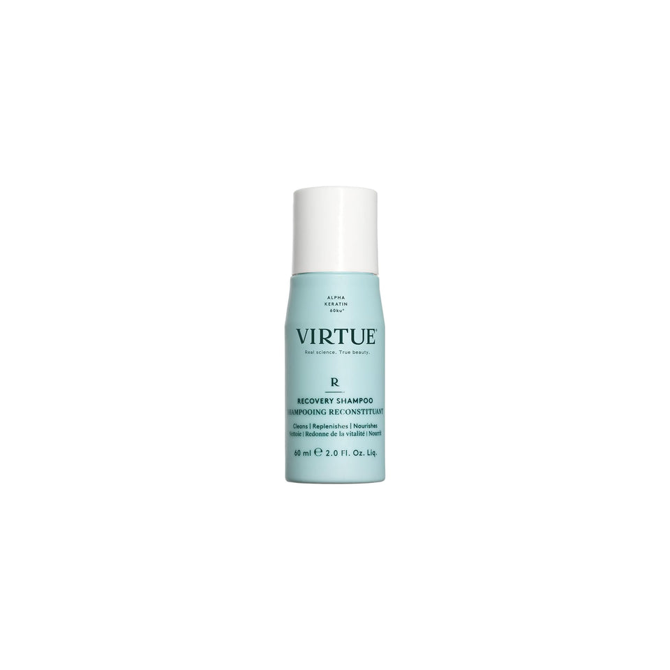 VIRTUE bottle front view showing label and restorative benefits