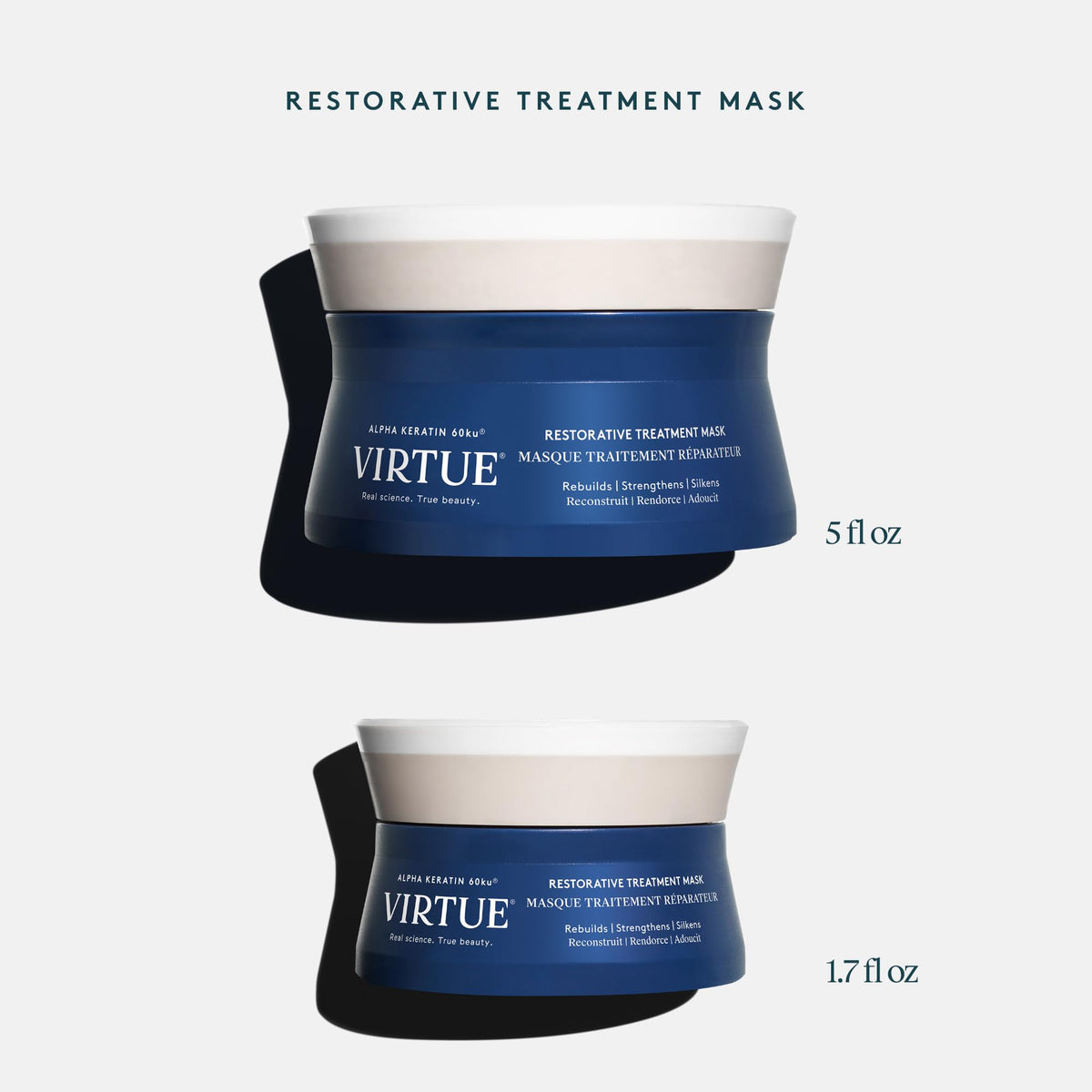 VIRTUE before and after hair showing restored shine and strength