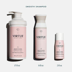 VIRTUE shampoo dispensed in shower showing easy application and rinseability