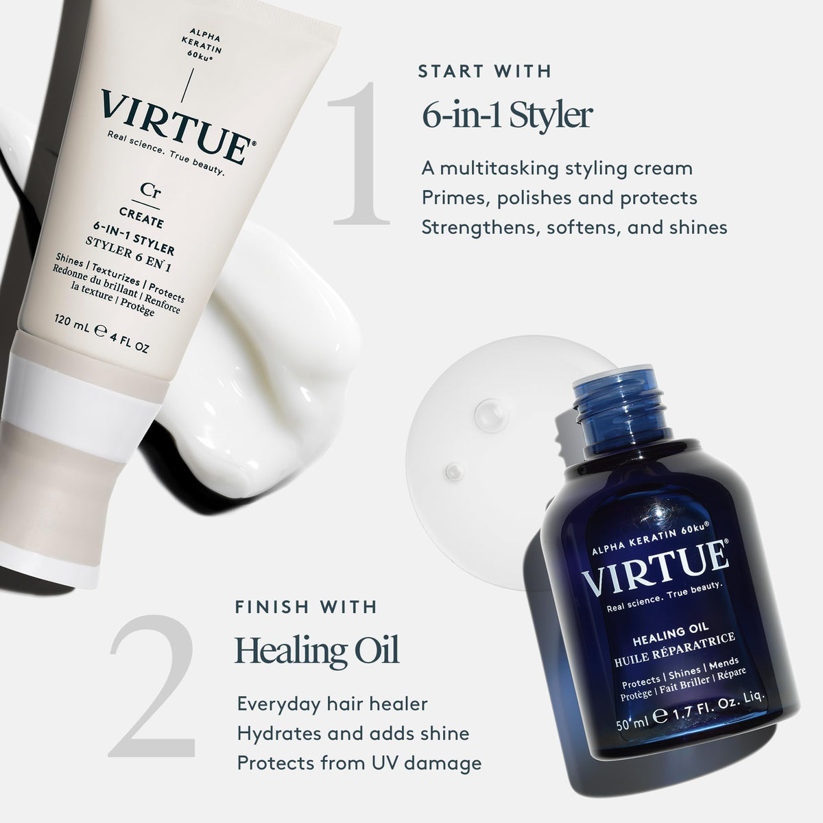 VIRTUE styler on bathroom counter showing everyday styling convenience benefit