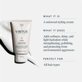 VIRTUE cream texture close-up highlighting lightweight, non-greasy finish