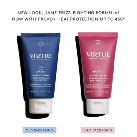 VIRTUE before and after split showing smoother, sleeker hair