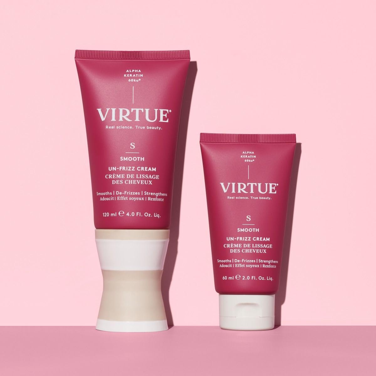 VIRTUE ingredient label displaying Alpha Keratin 60ku and benefits