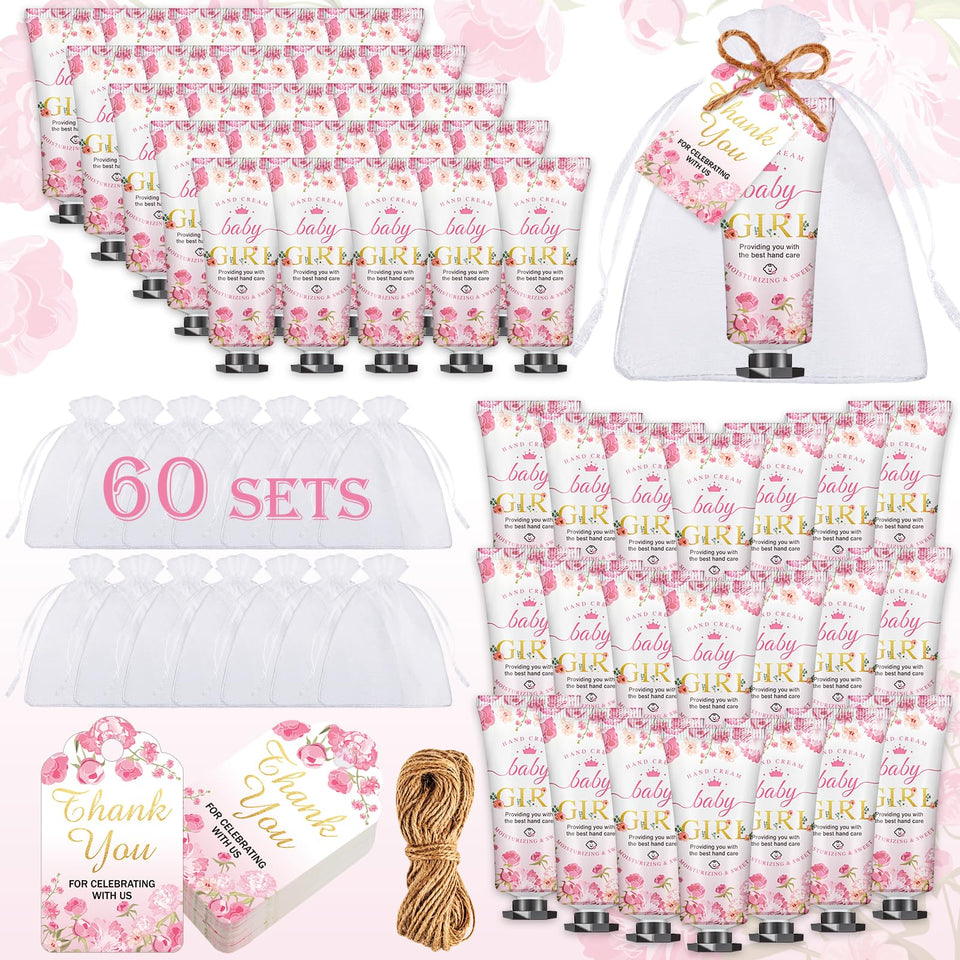 VISCOO front packaging showing cherry blossom tubes and gold Baby Girl text, attractive party favor