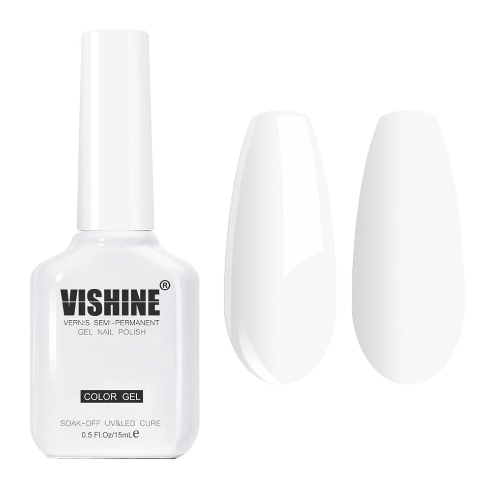Vishine bottle front view showcasing pure white shade and professional branding