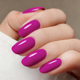 Vishine nail swatches showing finished magenta purple manicure benefit: salon finish
