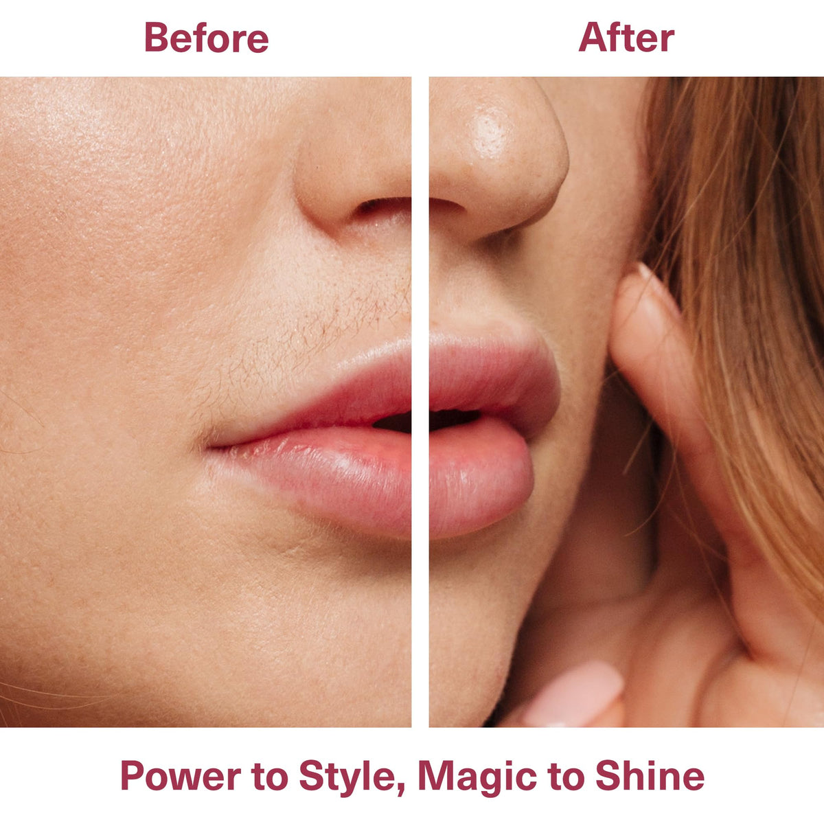 VISOFO in use on upper lip demonstrating gentle, quick peach-fuzz removal
