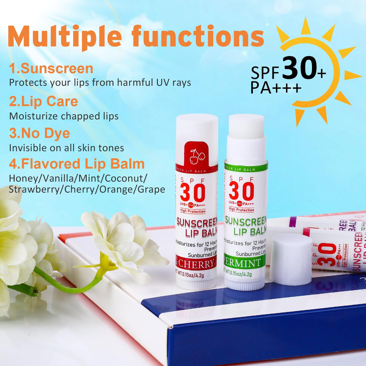 VISRIE lip balm held in hand to show travel-size scale and portability