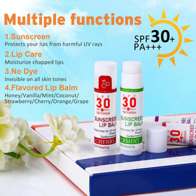 VISRIE lip balm held in hand to show travel-size scale and portability