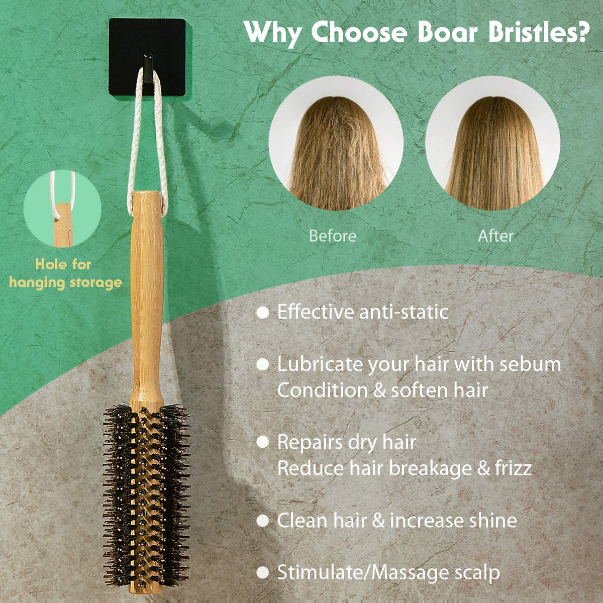 Vista bamboo handle detail demonstrating ergonomic grip for comfortable styling