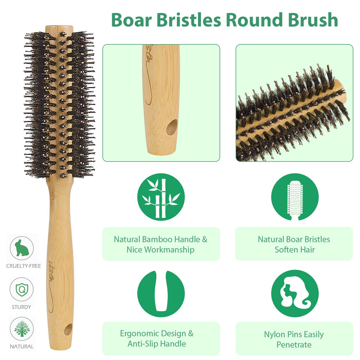 Vista boar bristle close-up highlighting natural bristles for added shine