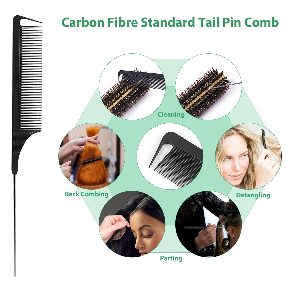 Vista tail comb metal closeup heat-resistant comb for precise sectioning