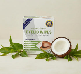 Visual Advantage wipe in hand gently cleaning eyelid, easy controlled application benefit