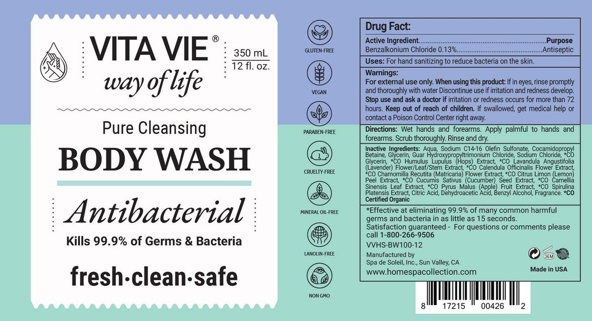 VITA VIE creamy lather texture demonstrating gentle rinseability and softness
