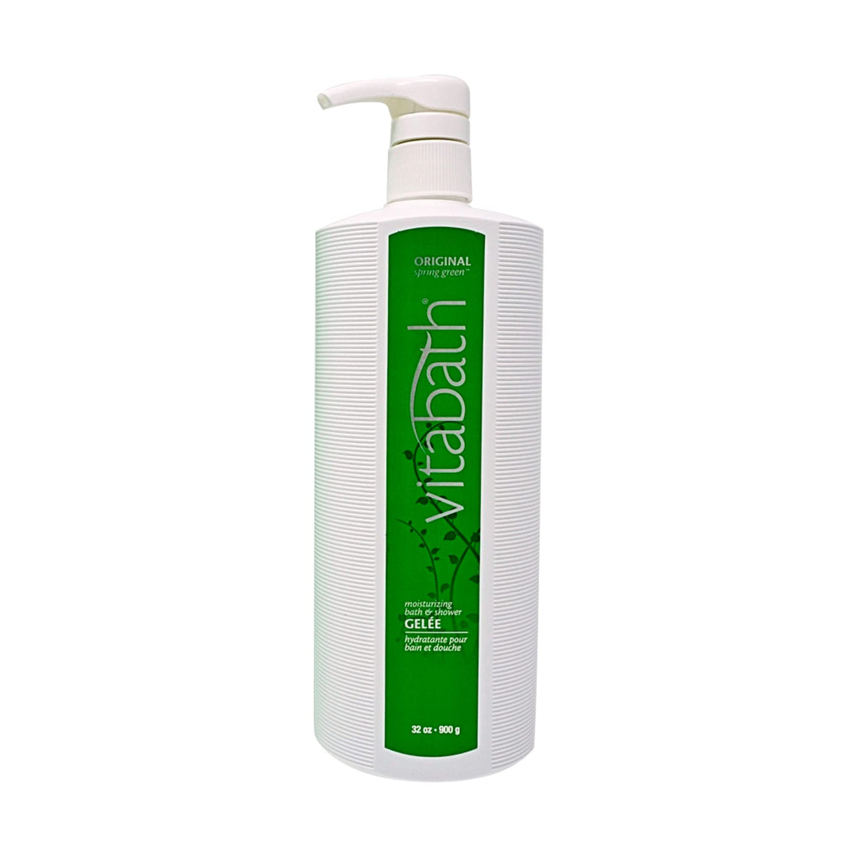 Vitabath pump close-up dispensing gel showing silky texture and moisturizing benefit