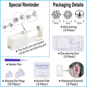 VitaCool close-up of sterile 316L silver CZ studs highlighting quality