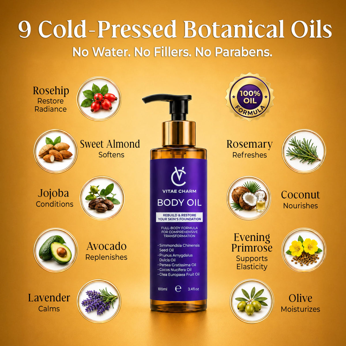 vitae charm applying oil to palms for smooth, non-greasy absorption