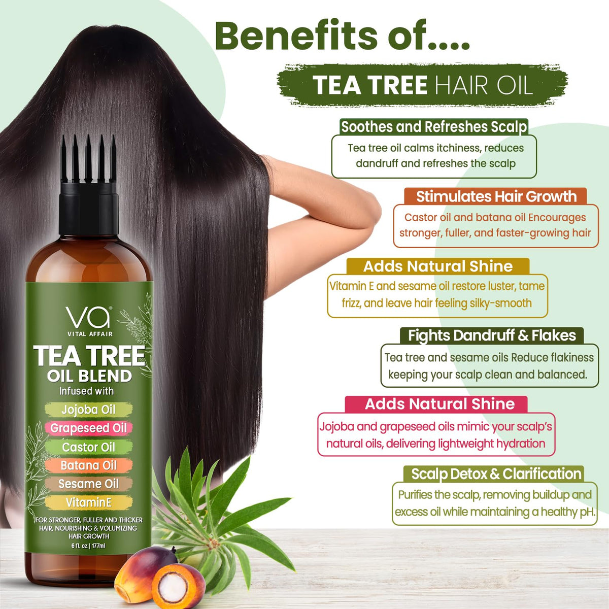 VITAL AFFAIR application on scalp being massaged to show soothing and targeted relief