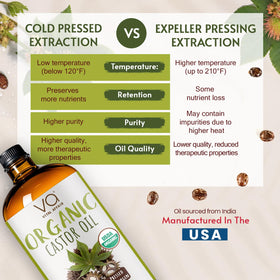 VITAL AFFAIR cold-pressed castor oil pouring to show pure golden texture benefit