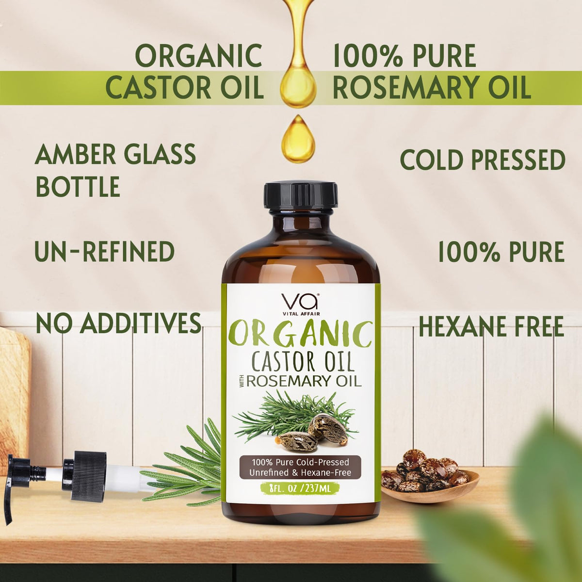 VITAL AFFAIR label closeup highlighting cold‑pressed unrefined ingredients
