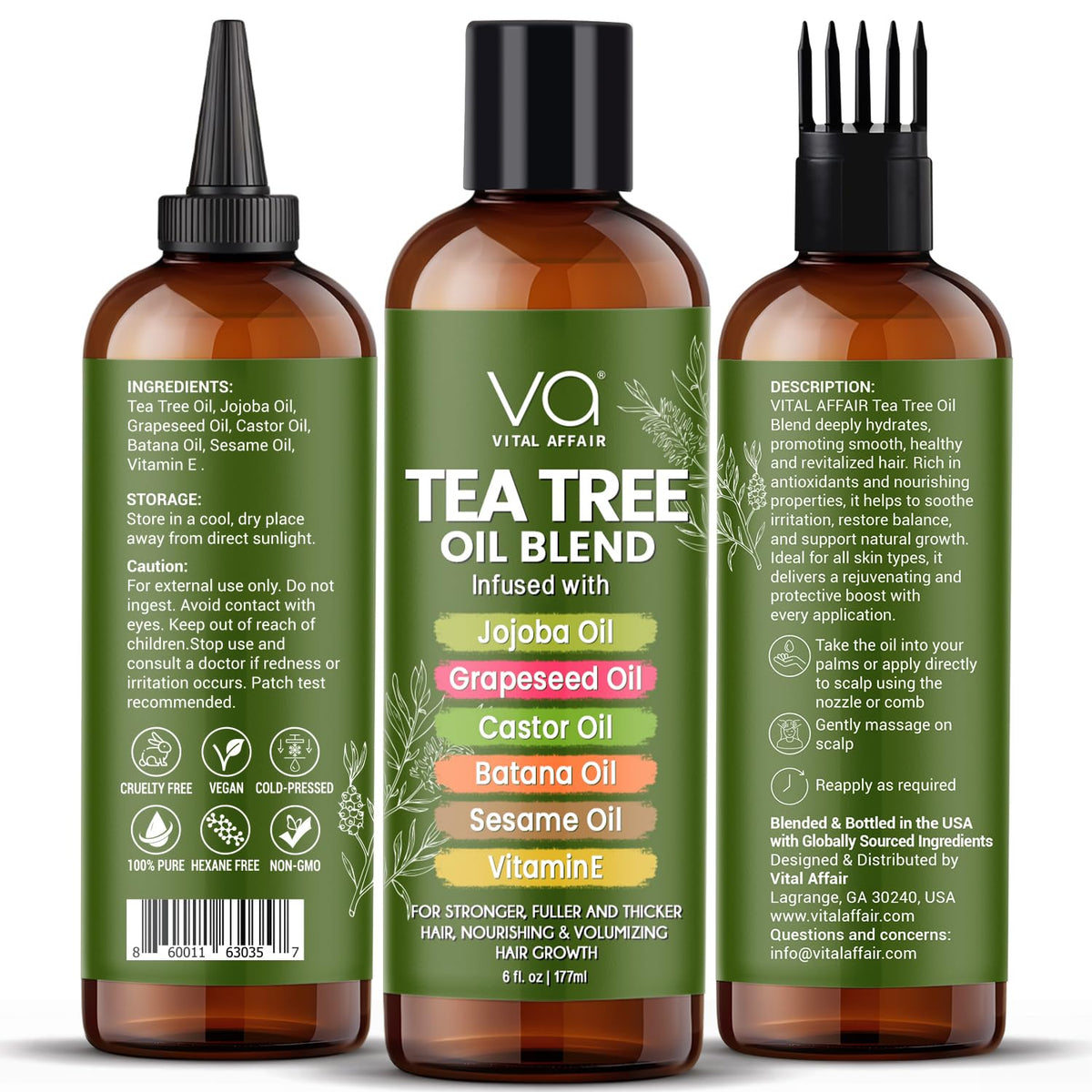 VITAL AFFAIR pipette dispensing oil illustrating easy, precise application to the scalp