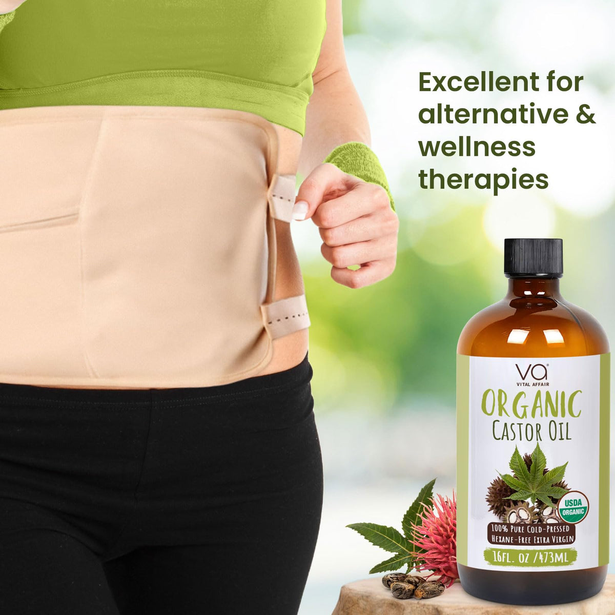 VITAL AFFAIR pouring oil into hand for easy application and precise control
