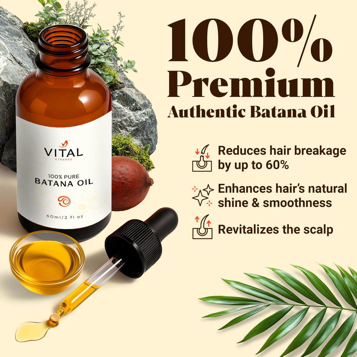 Vital Strands close-up of Batana oil texture highlighting non-greasy finish