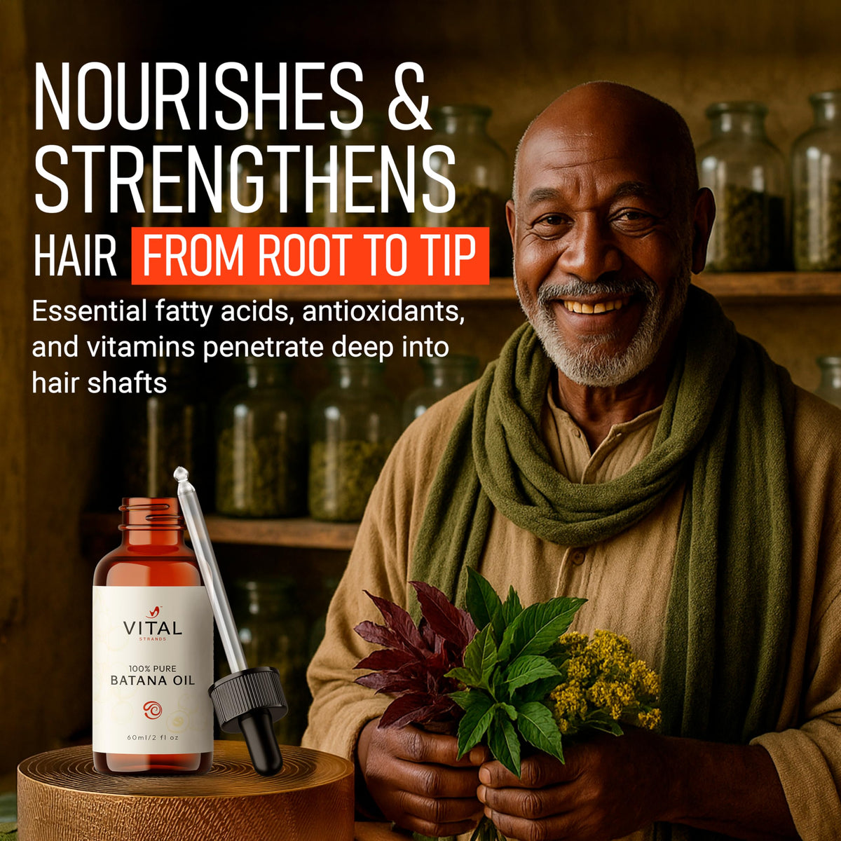 Vital Strands scalp application with massage showing targeted nourishment benefit