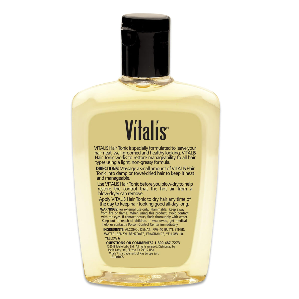 Vitalis before and after comb demonstration showing improved manageability and shine