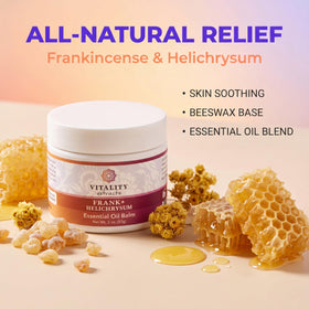 Vitality balm being applied to hands to soothe and hydrate skin benefit